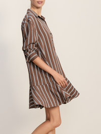 VERONICA BEARD Azriel Stripe Mini Dress in DARK MOCHA – Image 2