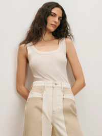 VERONICA BEARD Belvedere Knit Tank Top in ECRU – Image 1