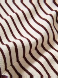 Close-up of wavy striped knit pattern in dove and raisin on the Brighton Short by Veronica Beard