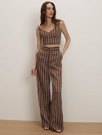VERONICA BEARD Carraway Wide-Leg Pant in DARK MOCHA – Image 2