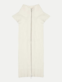 Front flat lay of the Veronica Beard Uptown Merino Wool-Cashmere Dickey in Ivory with its two-way zipper