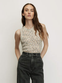 VERONICA BEARD CROPPED JERREL KNIT TANK IN DOVE MULTI – Image 1