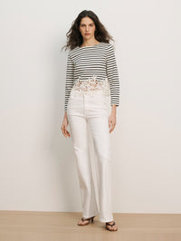 VERONICA BEARD Crosbie Mid Rise Wide Leg Jean in White in White – Image 1