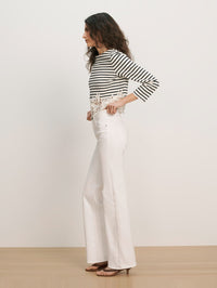 VERONICA BEARD Crosbie Mid Rise Wide Leg Jean in White in White – Image 3