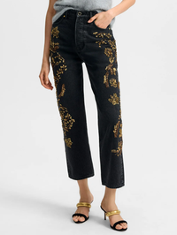 Daniela Embellished Straight-Leg Jean by VERONICA BEARD-WASHED ONYX-AMY Atelier