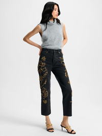 Daniela Embellished Straight-Leg Jean by VERONICA BEARD - View 4