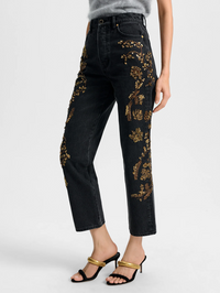 Daniela Embellished Straight-Leg Jean by VERONICA BEARD - View 5