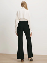 Back view of the Veronica Beard Darlis Scarf-Neck Blouse in Dove White showing the cape layer.