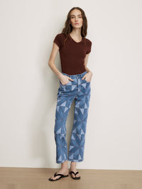 VERONICA BEARD Dylan Ankle High Rise Straight Jean in Prism Blue in Prism Blue – Image 1