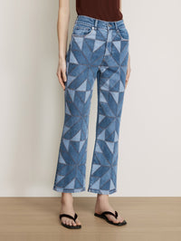 VERONICA BEARD Dylan Ankle High Rise Straight Jean in Prism Blue in Prism Blue – Image 2