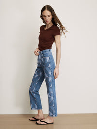 VERONICA BEARD Dylan Ankle High Rise Straight Jean in Prism Blue in Prism Blue – Image 3
