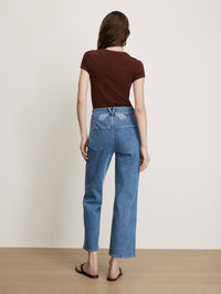 VERONICA BEARD Dylan Ankle High Rise Straight Jean in Prism Blue in Prism Blue – Image 5
