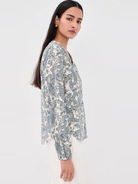 VERONICA BEARD Farah Blouse in Ecru Multi – Image 4