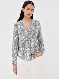 VERONICA BEARD Farah Blouse in Ecru Multi – Image 7