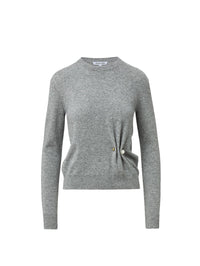 VERONICA BEARD Frankie Pullover With Pearl Pin in Medium Heather Grey – Image 6