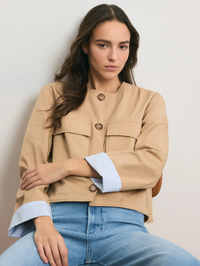 Gala Cropped Utility Jacket by VERONICA BEARD-KHAKI-AMY Atelier
