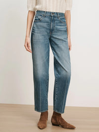 Front view of the Veronica Beard Harley Arc-Leg Jean in Memory Lane medium blue wash