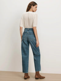 Back view of the Veronica Beard Harley Arc-Leg Jean in Memory Lane with rear pockets and crease