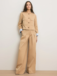 Heron Crossover Waistband Pant in Khaki by VERONICA BEARD - View 2