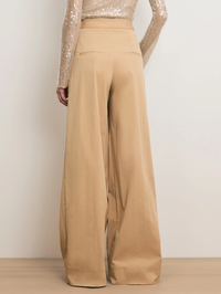Heron Crossover Waistband Pant in Khaki by VERONICA BEARD - View 4