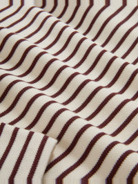 Close-up of wavy striped knit texture in dove and raisin on the Hovey Top by Veronica Beard