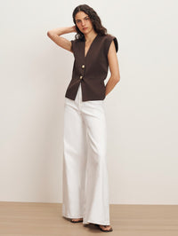 VERONICA BEARD Isador Knit Vest in DARK MOCHA – Image 2