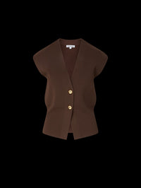 VERONICA BEARD Isador Knit Vest in DARK MOCHA – Image 5