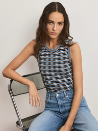 Jerrel Cropped Knit Tank Top by VERONICA BEARD-BLUE JAY MULTI-AMY Atelier