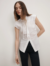 Joon Tie-Neck Button-Down Blouse by VERONICA BEARD - View 4