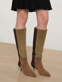VERONICA BEARD LISA 45 TALL WHIPSTITCH BOOT IN CHESTNUT/FENNEL/ESPRESSO – Image 2