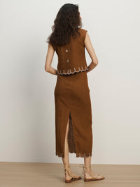 VERONICA BEARD MALOU SKIRT IN DEEP OCHRE - 5