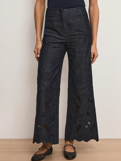 Osborne Wide-Leg Eyelet Pant