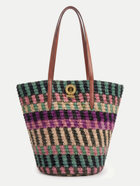 VERONICA BEARD Raffia Anchor Basket Tote in Berry Multi in BERRY MULTI – Image 1
