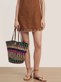 VERONICA BEARD Raffia Anchor Basket Tote in Berry Multi in BERRY MULTI – Image 4