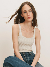 Sandra Knit Tank Top by VERONICA BEARD-OFF WHITE/STONE KHAKI-AMY Atelier