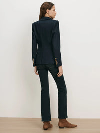 Back view of the Veronica Beard Miller Denim Single-Breasted Dickey Jacket in Midnight Wash