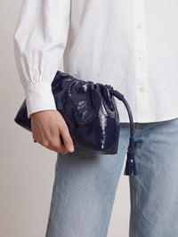 VERONICA BEARD SMALL CRINKLE BAG IN NAVY - 2