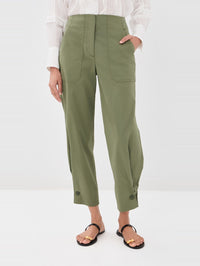 Front view of the Stapleton Pant in Stone Army by Veronica Beard with patch pockets