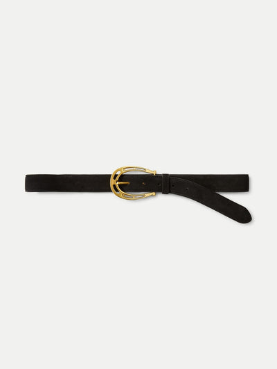 Suede Horseshoe Belt in Black