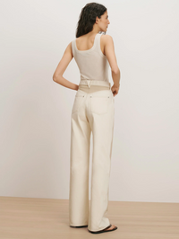 Taylor Color-Block Wide Leg Jean in Ecru Stone Khaki by VERONICA BEARD - View 3