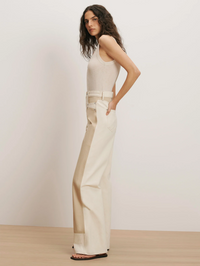 Taylor Color-Block Wide Leg Jean in Ecru Stone Khaki by VERONICA BEARD - View 7
