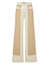 Taylor Color-Block Wide Leg Jean in Ecru Stone Khaki by VERONICA BEARD - View 8