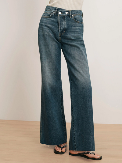 Taylor Crossover-Waistband Wide Leg Jean in City Lights