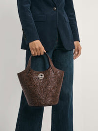 VERONICA BEARD Tooled Anchor Bag in Chocolate – Image 2