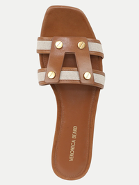 VERONICA BEARD Via Fabric and Leather Slide Sandal in HONEY/NATURAL – Image 4