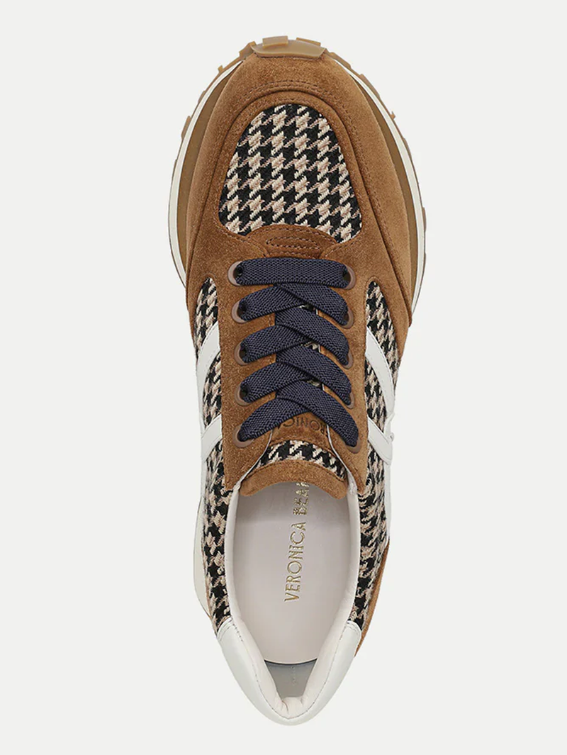Valentina Brown Suede Houndstooth Sneaker