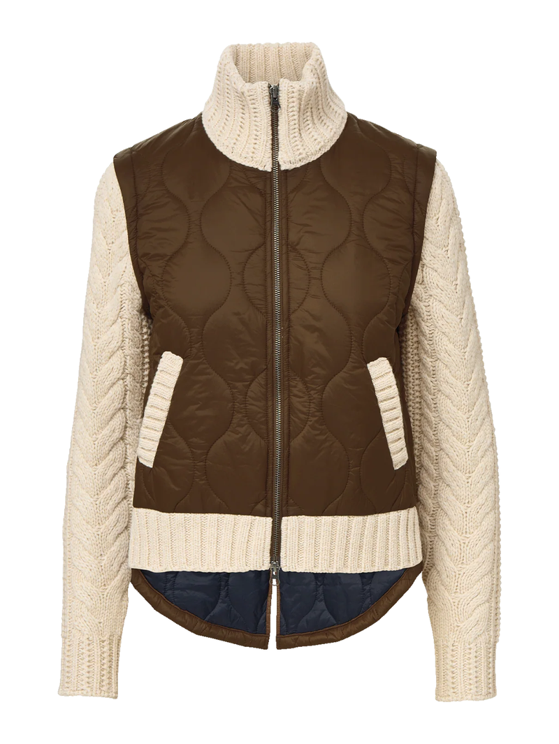 Patra Knit-Sleeve Quilted Jacket