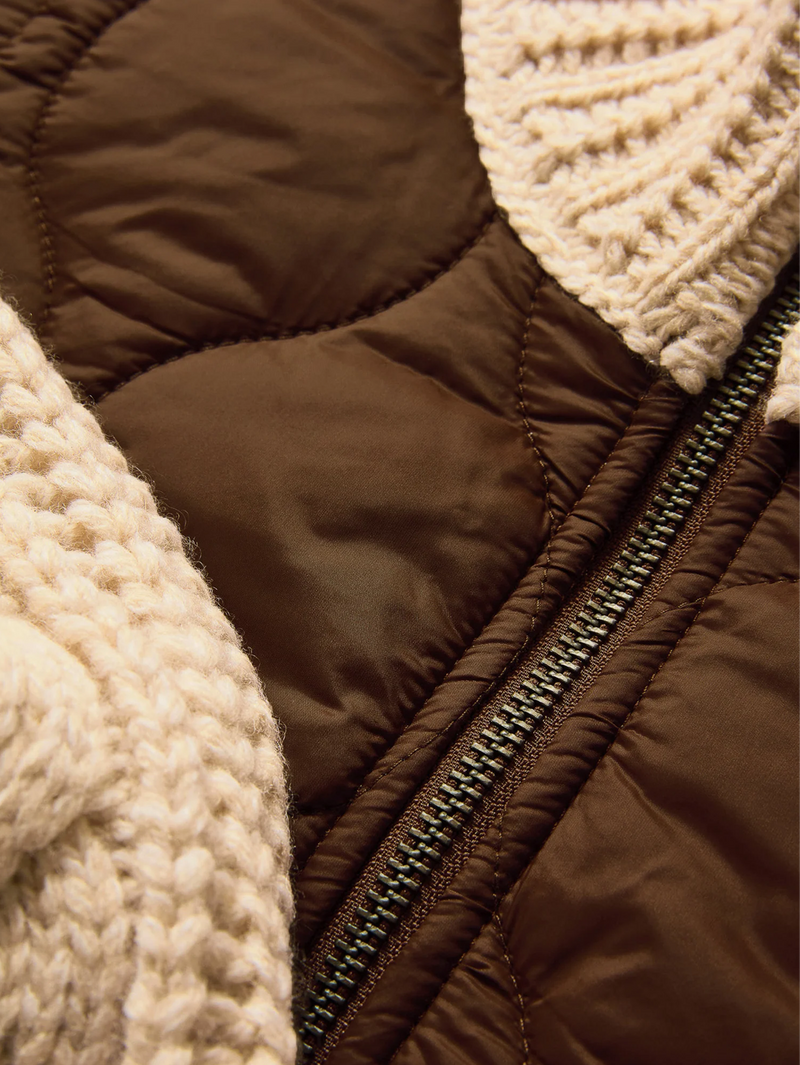 Patra Knit-Sleeve Quilted Jacket