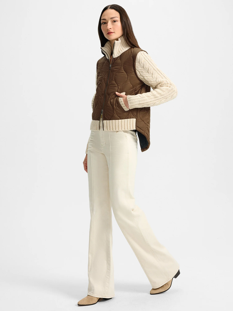 Patra Knit-Sleeve Quilted Jacket