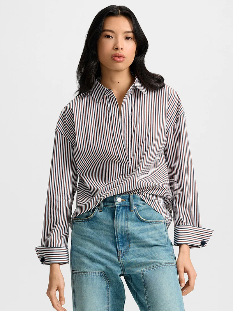 Draymond Striped Cuff-Sleeve Shirt
